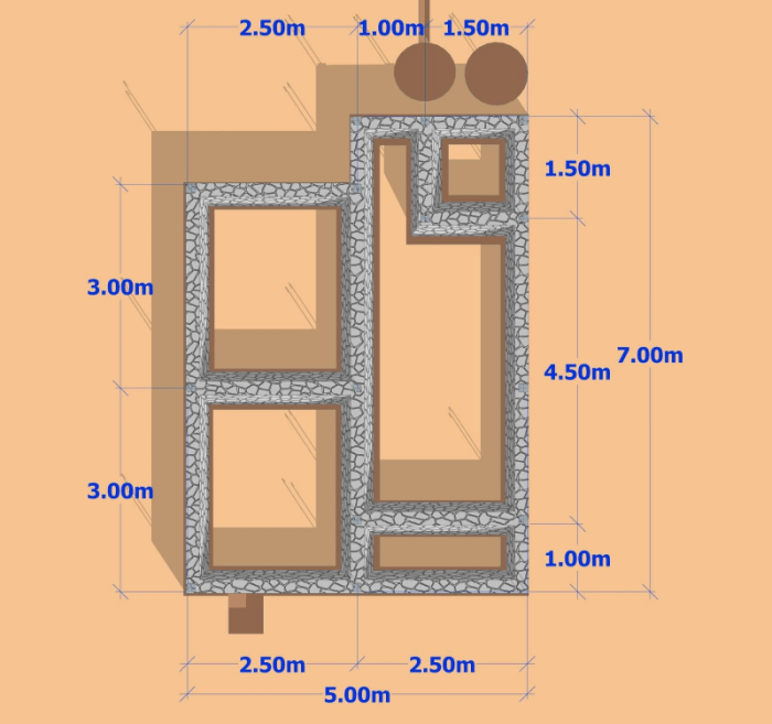 Desain rumah ukuran 5x7 meter