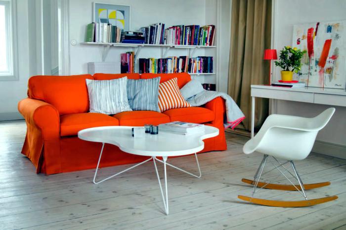 Orange room living wall ideas bright sofa cloth designs